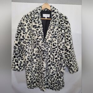 POPSUGAR Black and White Leopard Teddy Jacket